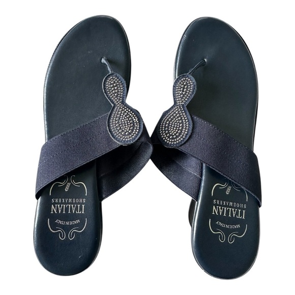 Italian Shoesmakers, Sandie, Thong wedge sandal, Navy Blue, Size 10 - Picture 1 of 3